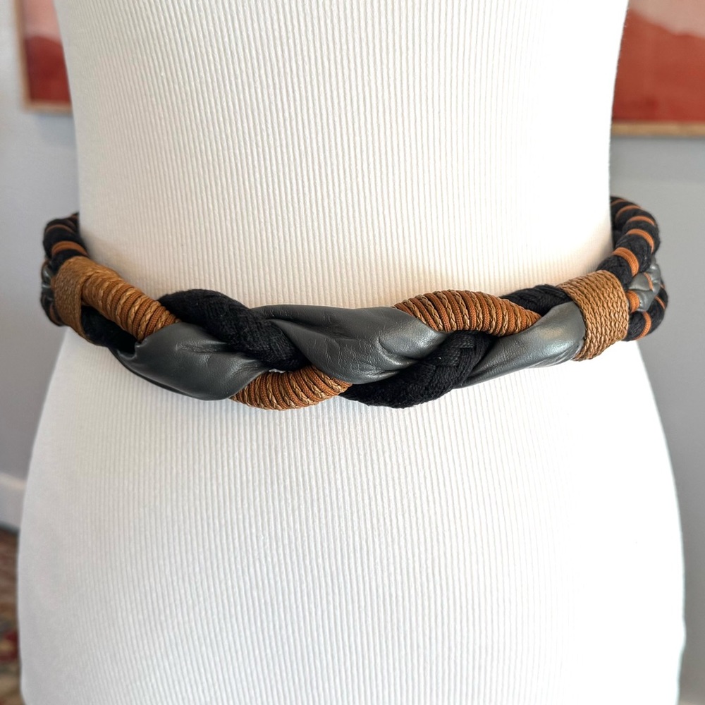 Vintage Braided Leather Tie Back Belt